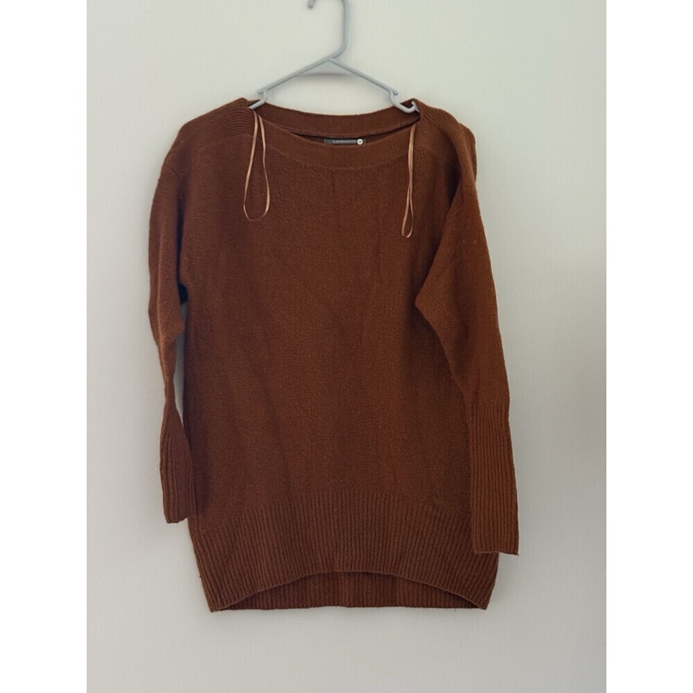 Anthropologie Brown Naomi Merino Wool Blend Boat Neck Sweater Size XSmall boho